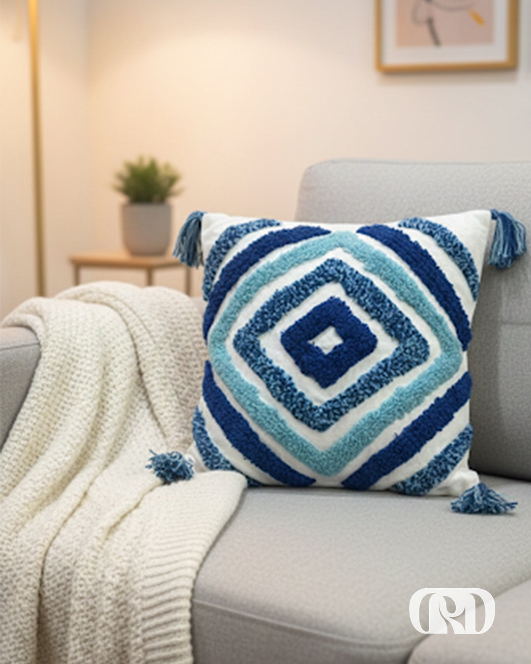 CYAN PRISM TUFTED CUSHION COVER