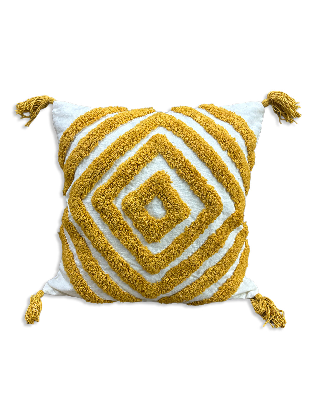 MUSTARD DIAMOND TUFTED CUSHION COVER