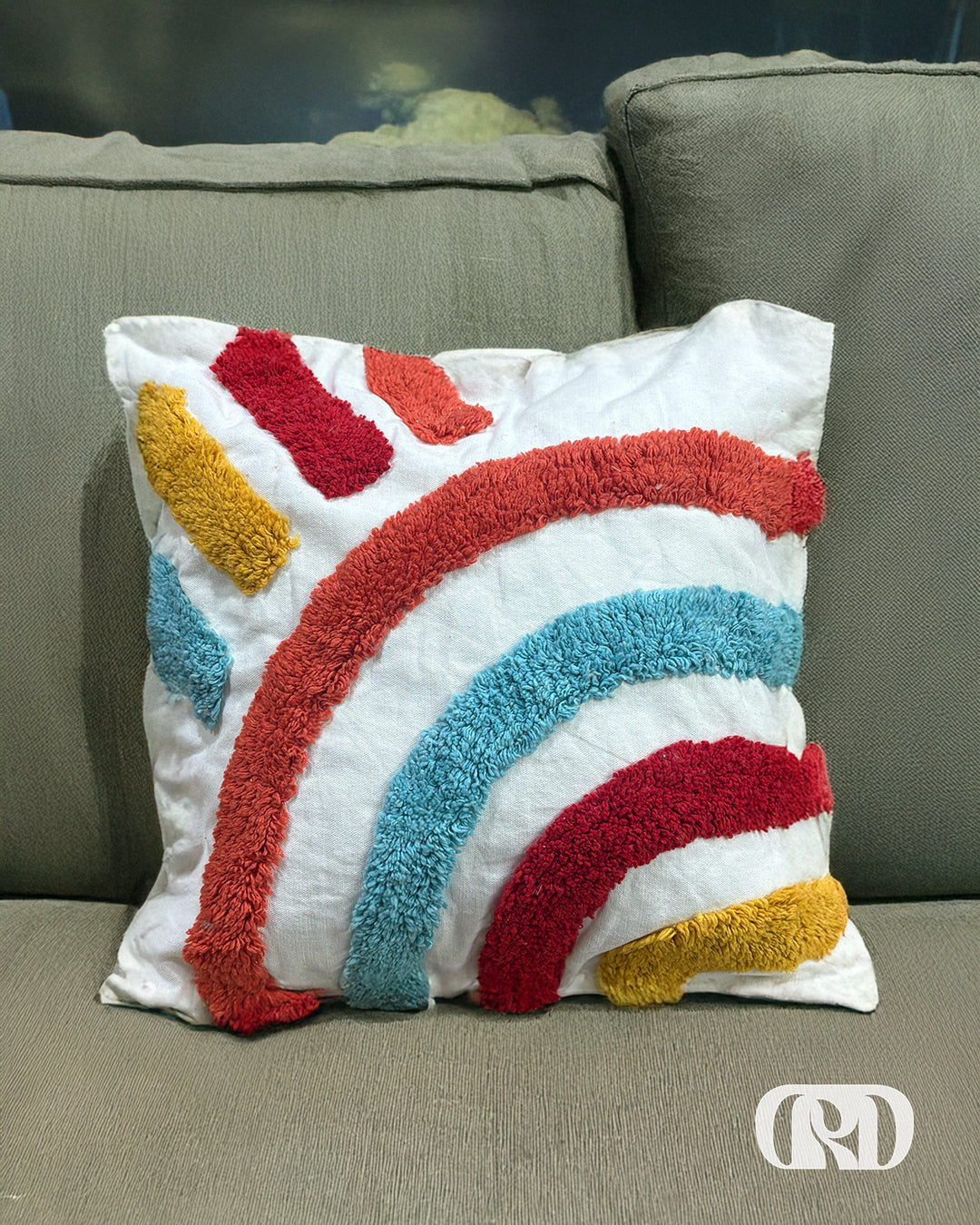 CANVAS RAINBOW TUFTED CUSHION COVER