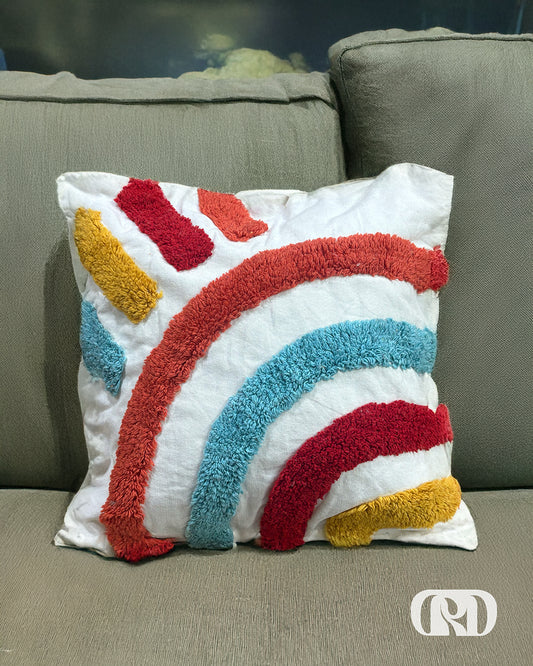 CANVAS RAINBOW TUFTED CUSHION COVER