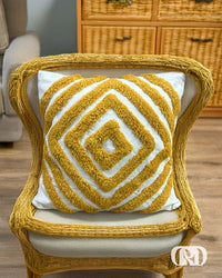 MUSTARD DIAMOND TUFTED CUSHION COVER