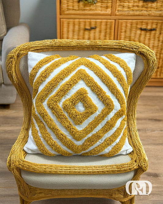 MUSTARD DIAMOND TUFTED CUSHION COVER