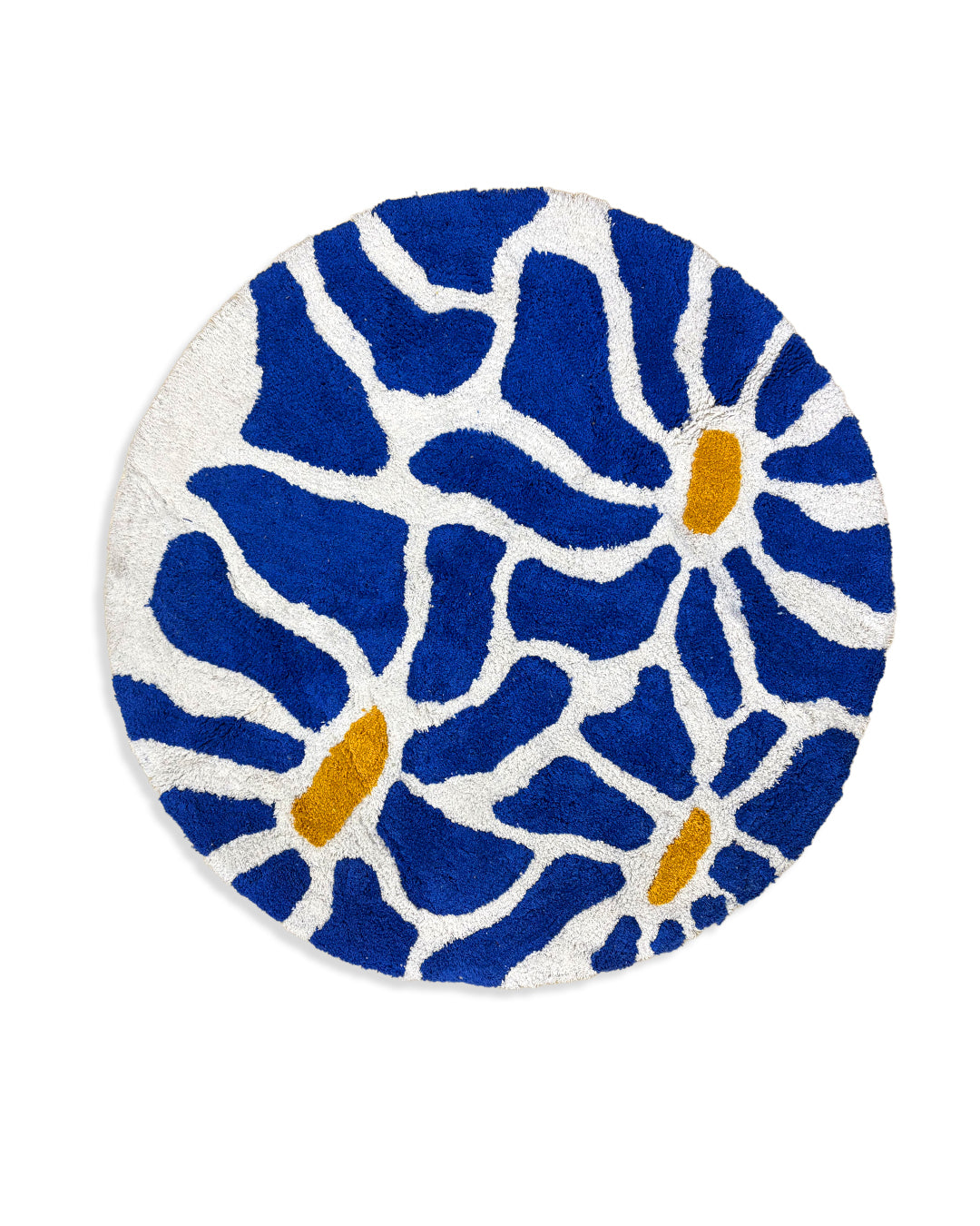 BLUE FLORAL ROUND TUFTED RUG
