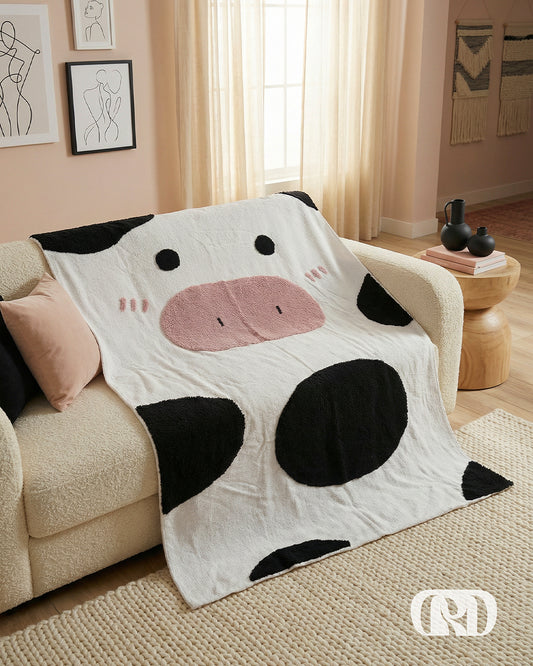 HAPPY COW TUFTED SOFA THROW