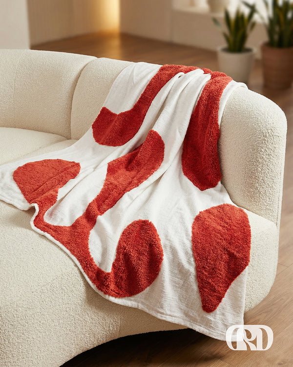 RED ACCENT TUFTED SOFA THROW